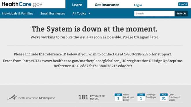 Healthcare.gov website down